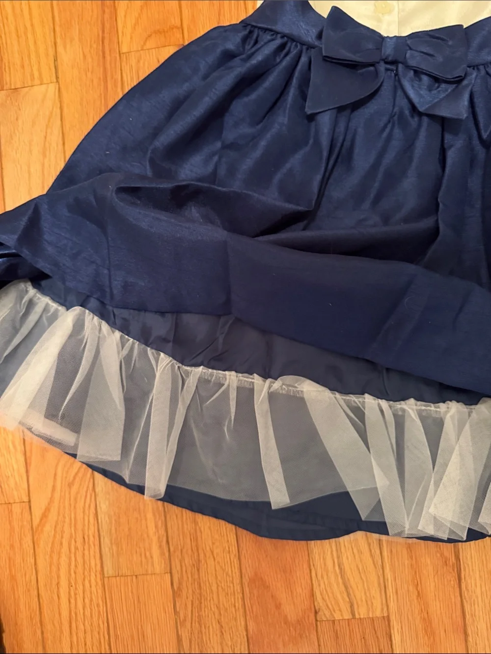 Gymboree Ivory and Navy Sparkle Waist Flare Dress